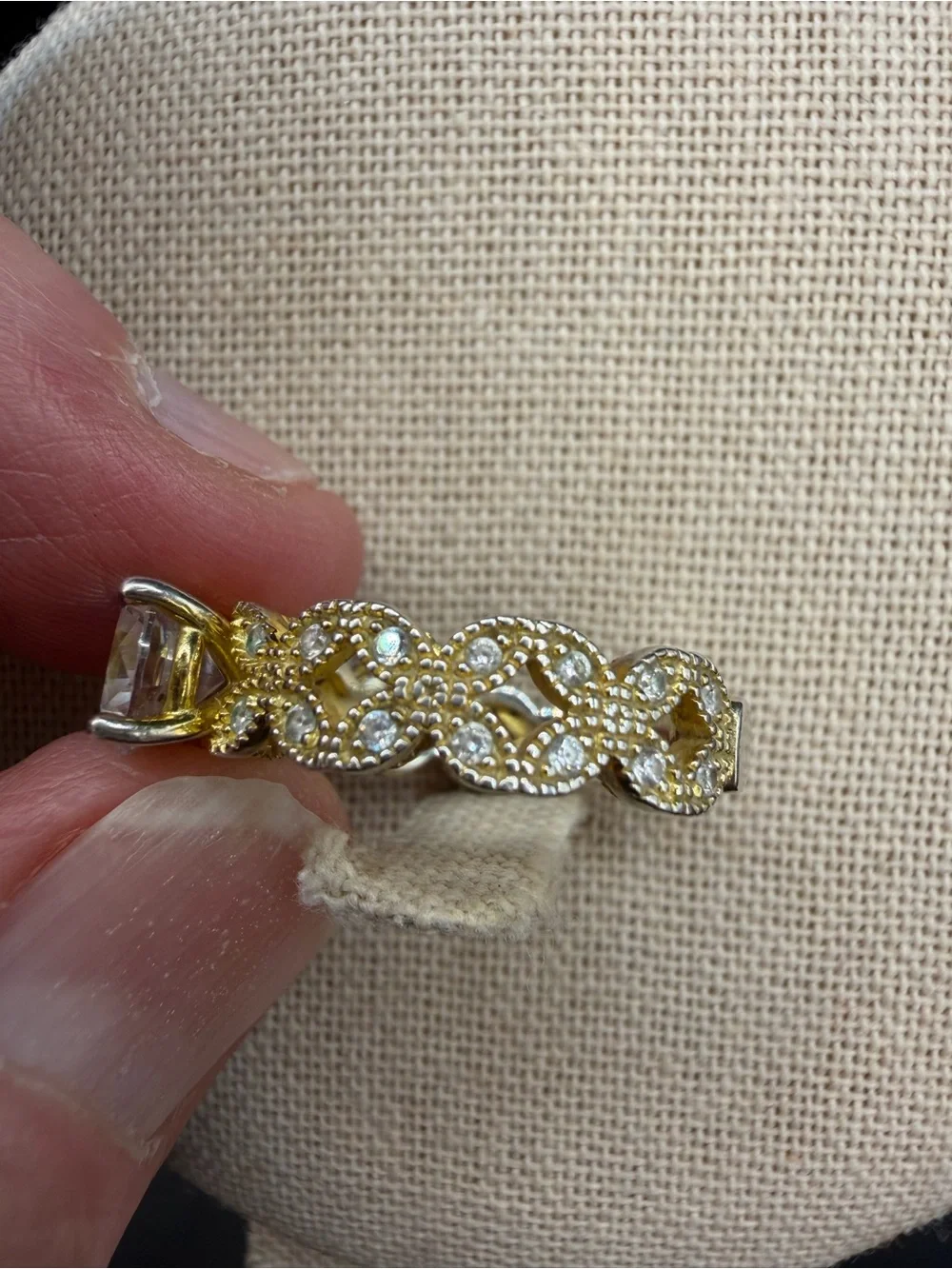 Gold & Silver Toned Cubic Zirconia S925 Ring Size 7